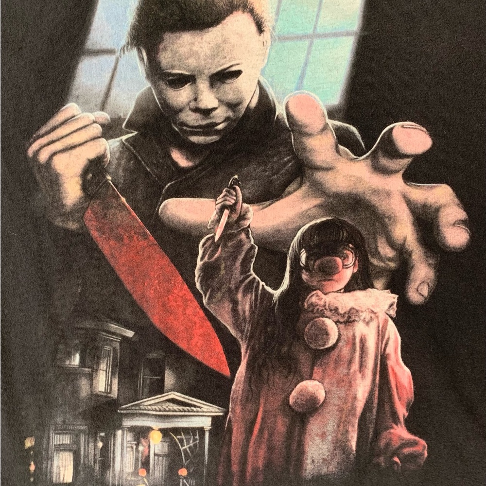 Halloween Micheal Myers Horror Graphic Black T-Shirt